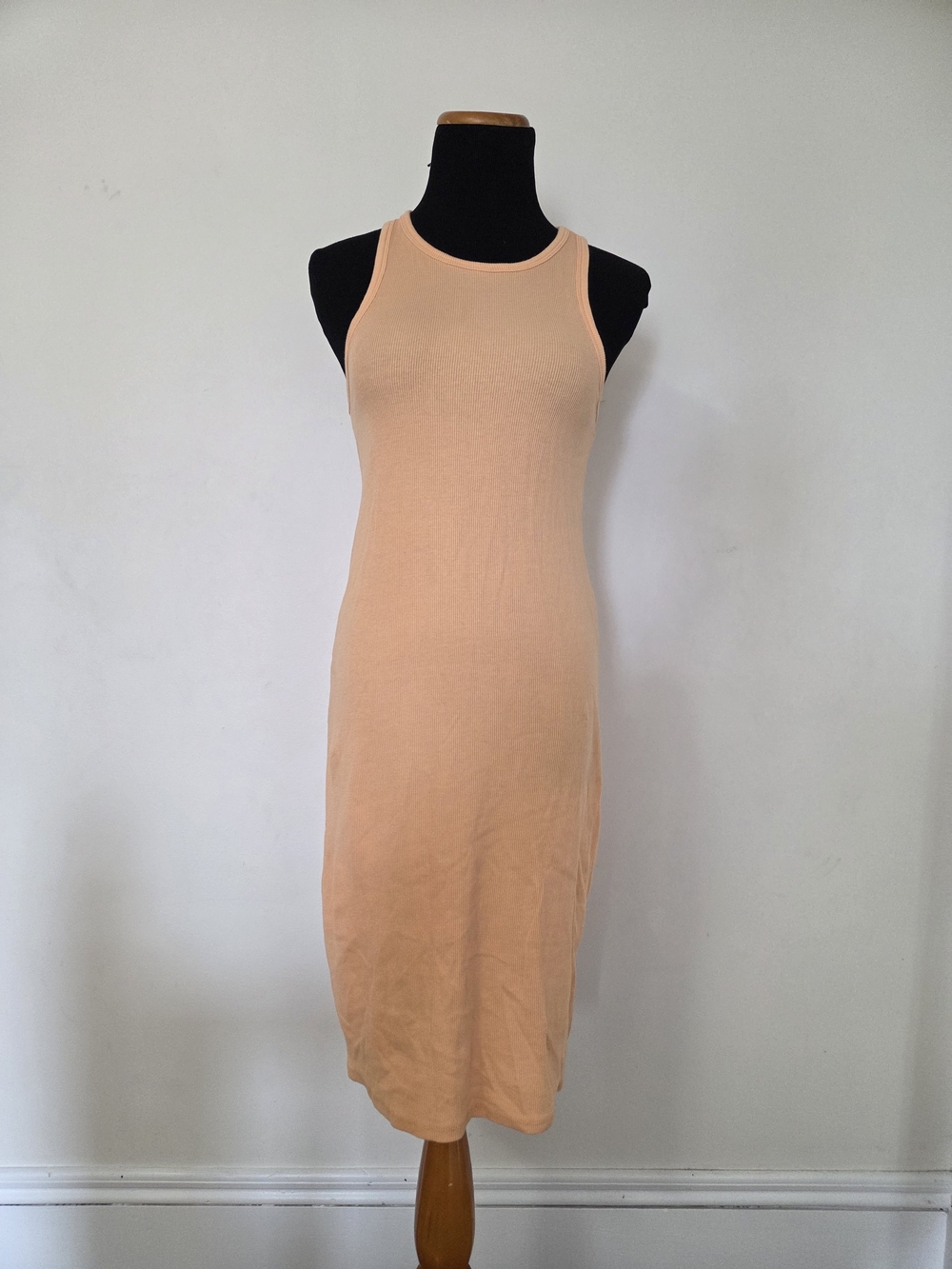 H&M Sleeveless Peach Bodycon Midi Tank Dress size 16-18